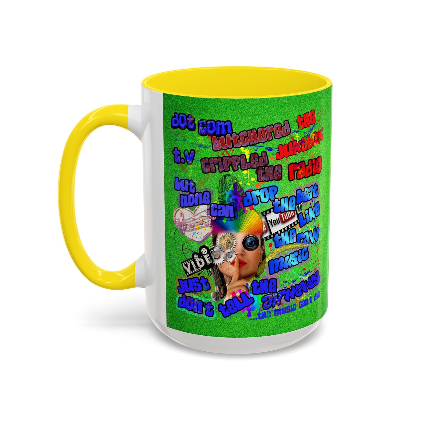 drop the beat - Accent Mug (green turf)