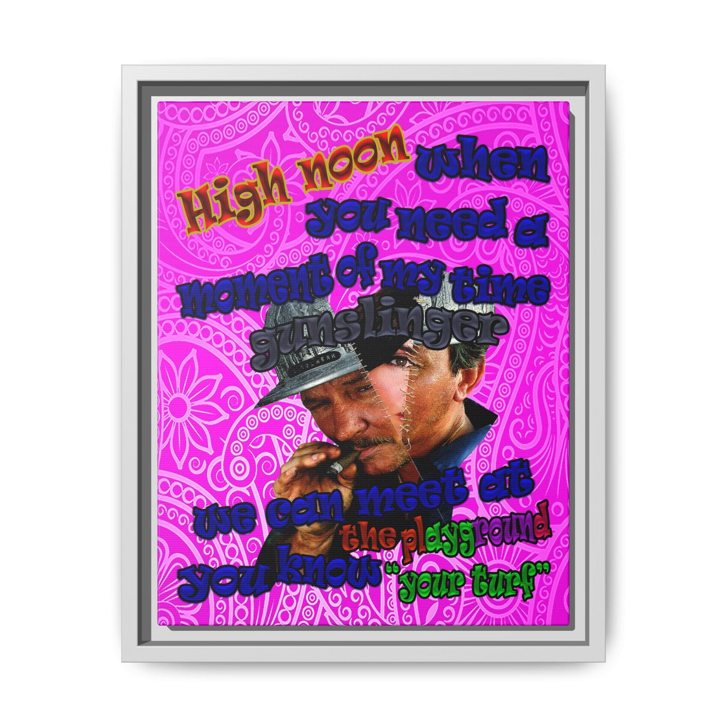 high noon - framed canvas art (pink swirl)