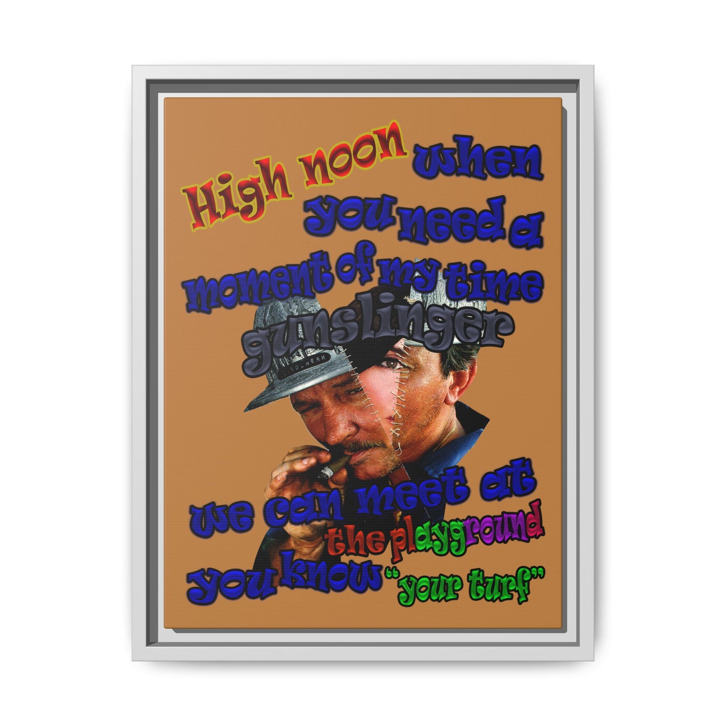 high noon - framed canvas art (light brown)