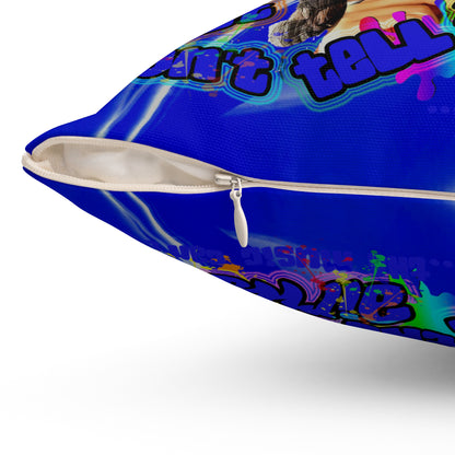 drop the beat - Spun Polyester Square Pillow - (blue-white wave)
