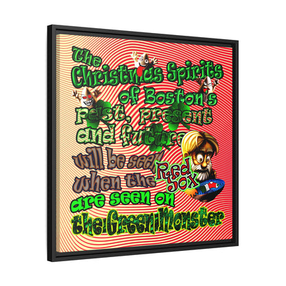 christmas spirits of boston - framed canvas art (yellow-orange wave)