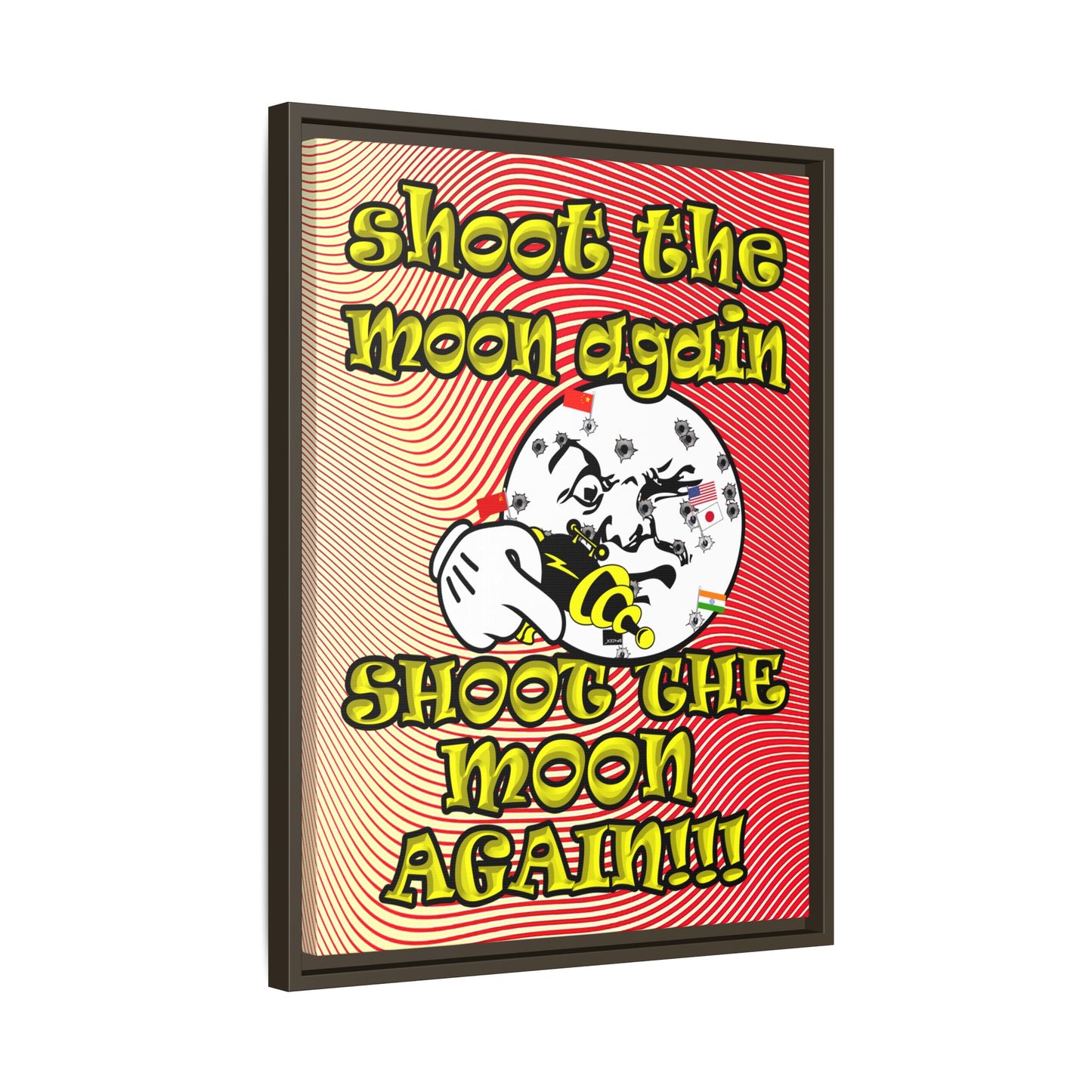 shoot the moon again - framed canvas art (yellow-orange wave)