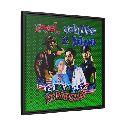 rw&b lives matter - framed canvas art (logo green)