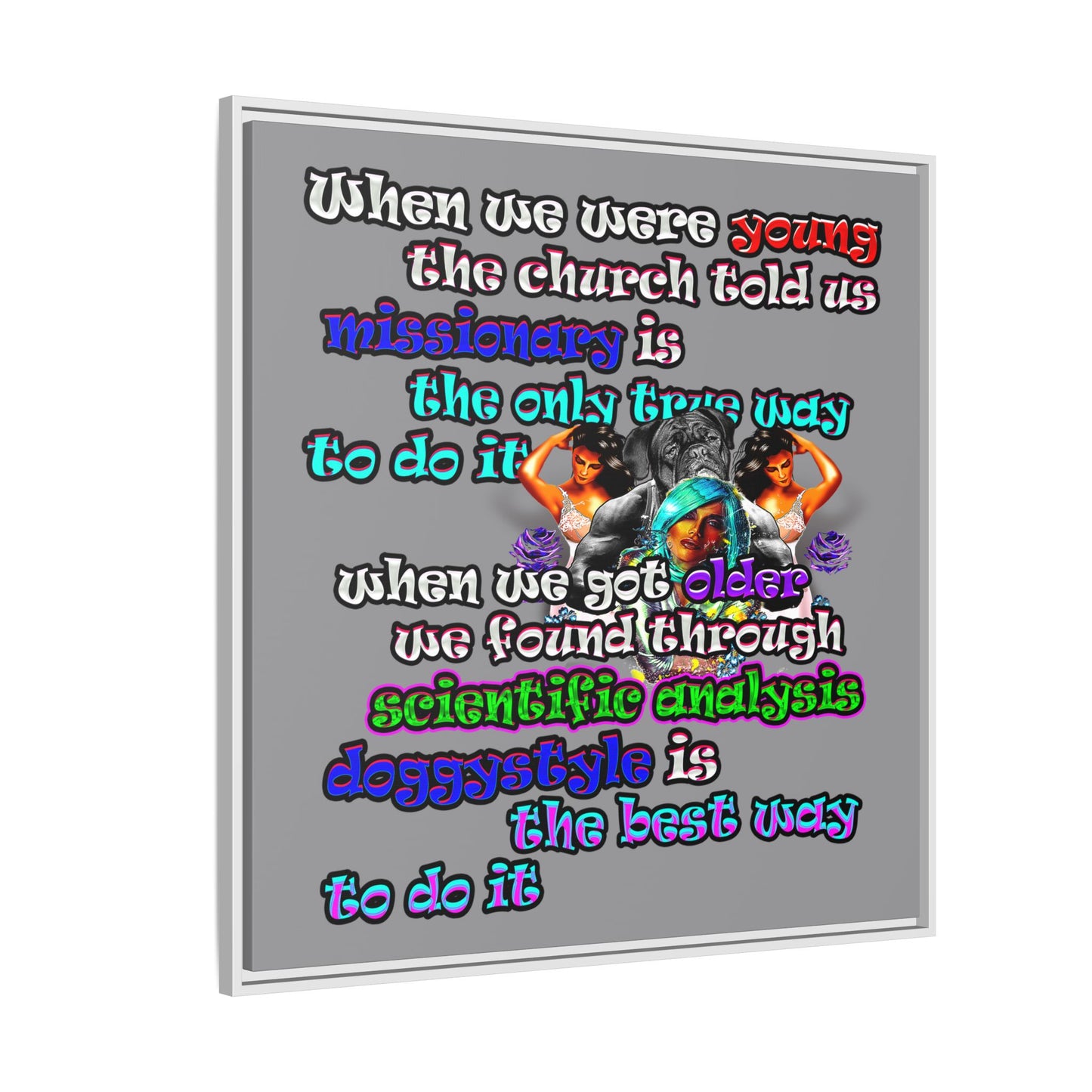 doggystyle - framed canvas art (grey)