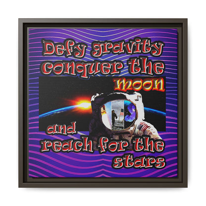 defy conquer reach - framed canvas art (purple wave)