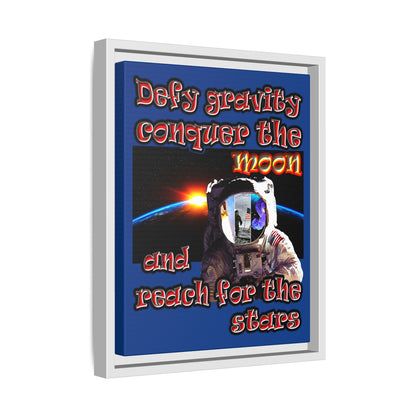 defy conquer reach - framed canvas art (dark blue)