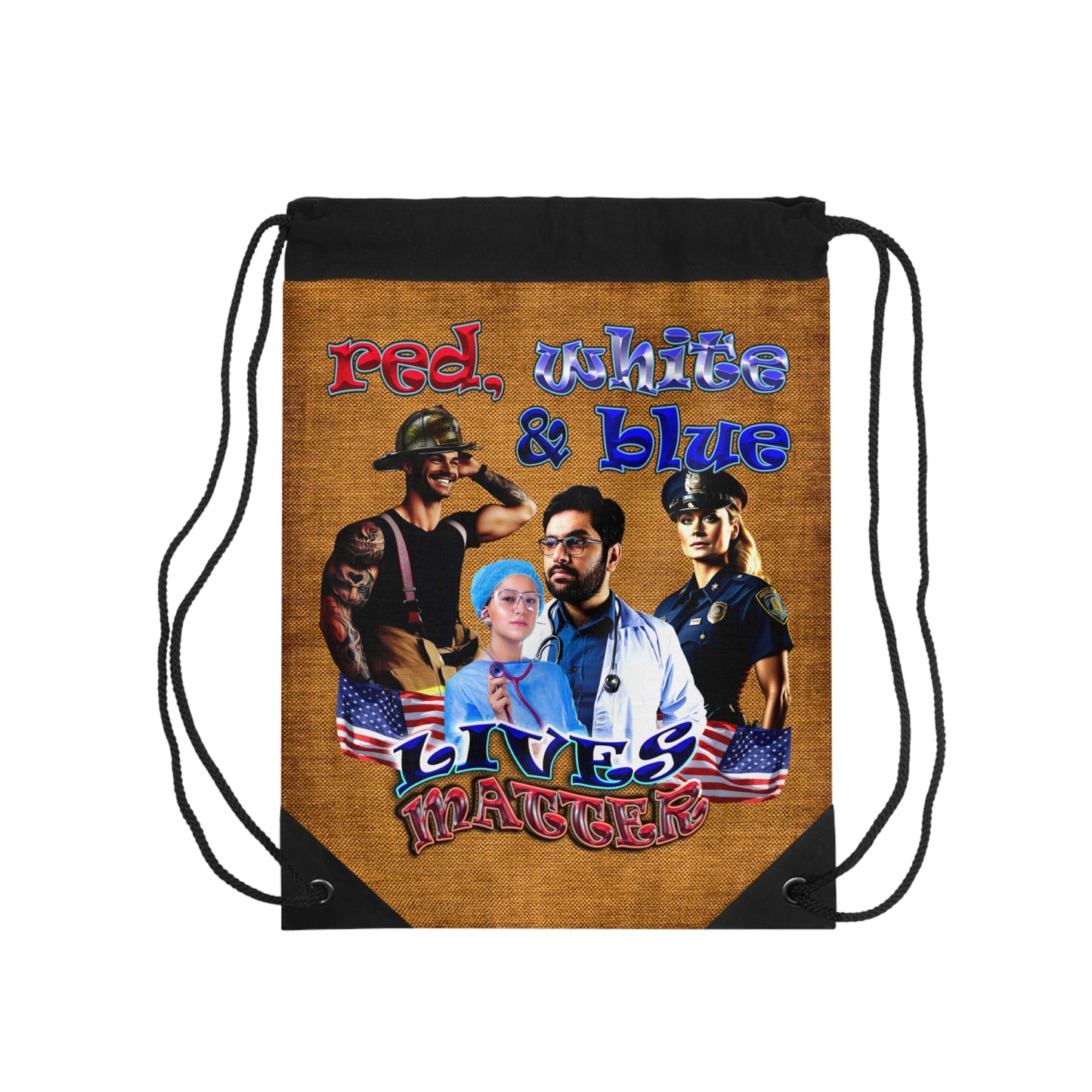 rw&b lives matter - Drawstring Bag (dichromatic brown papyrus)