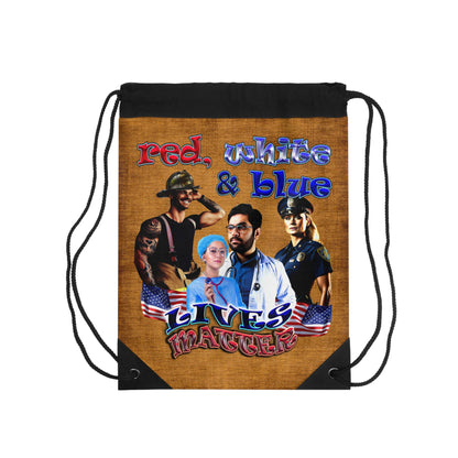 rw&b lives matter - Drawstring Bag (dichromatic brown papyrus)