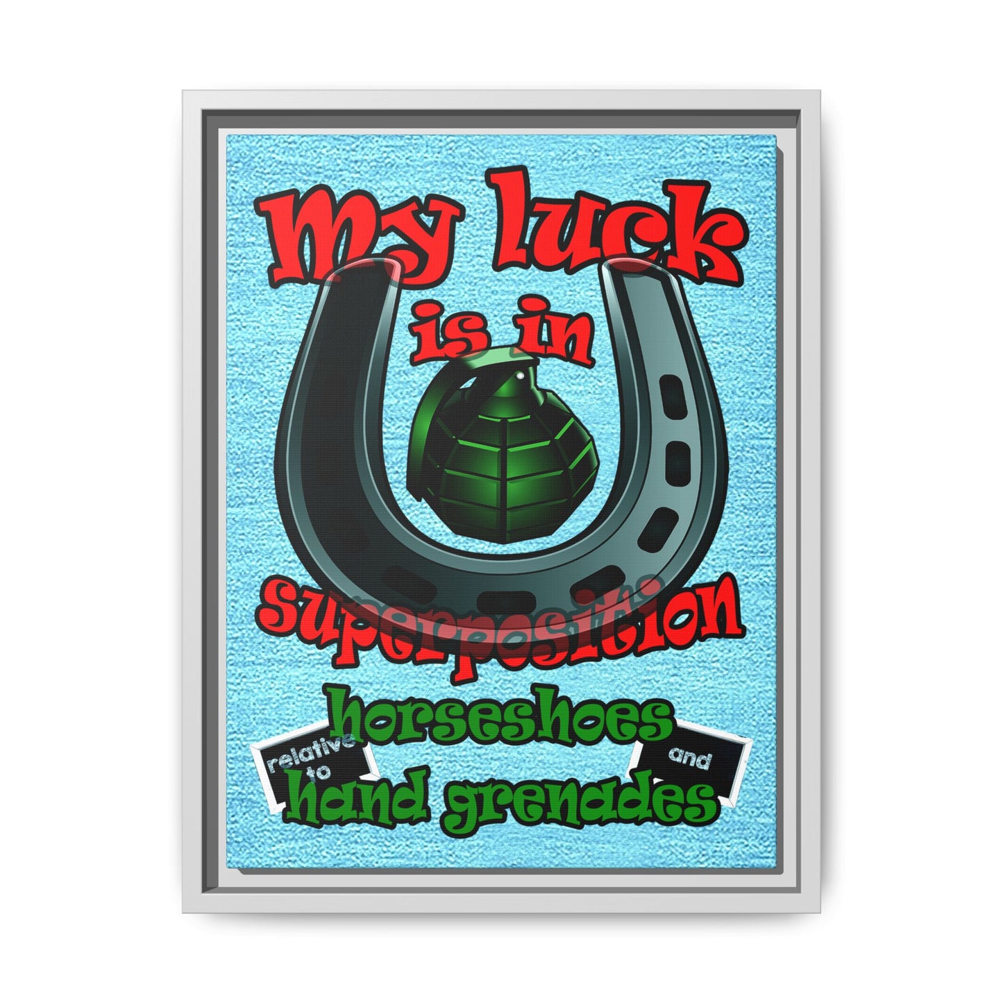 my luck - framed canvas art (faded blue)