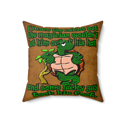 turtle race - Spun Polyester Square Pillow - (dichromatic brown papyrus)