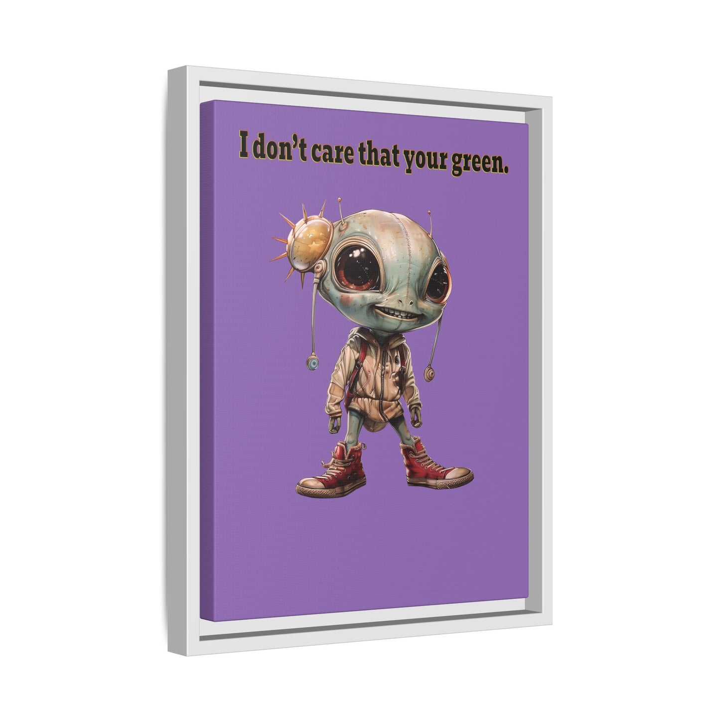 I don't care that your green - framed canvas art (light purple)