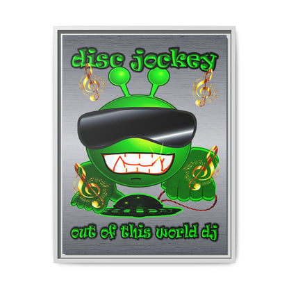 disc jockey - framed canvas art (brushed nickel)
