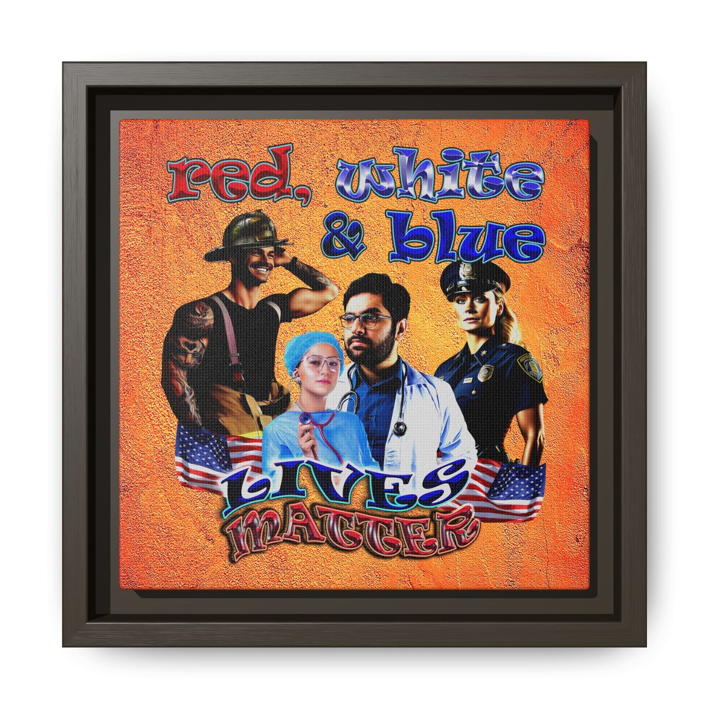 rw&b lives matter - framed canvas art (burnt orange)