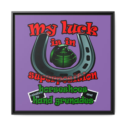 my luck - framed canvas art (light purple)