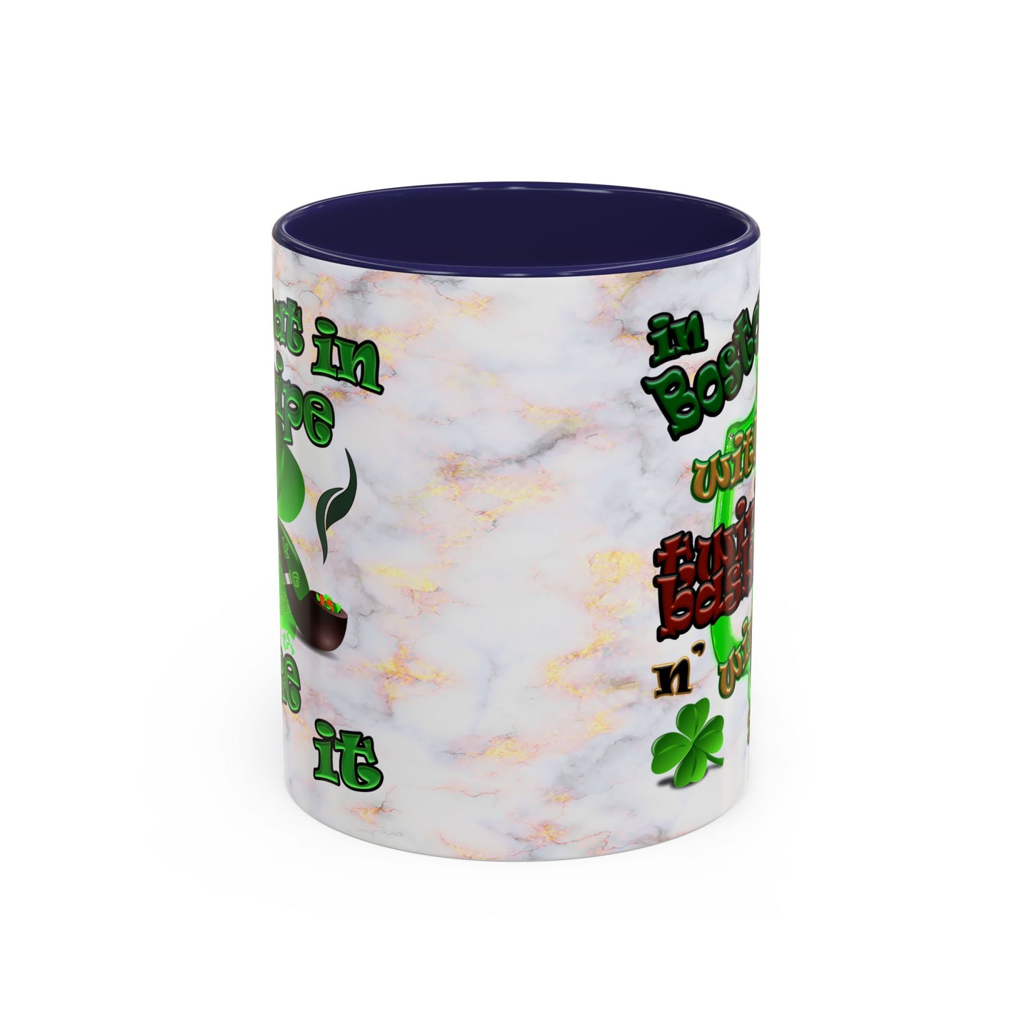 celtics logo - Accent Mug (white marble)