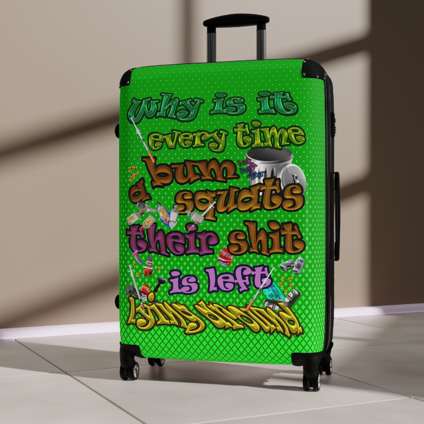 the bum's shit - Suitcase (logo green)