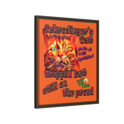 schrodinger's cat - framed canvas art (orange)