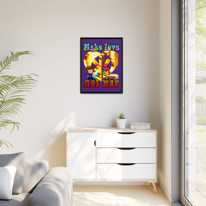 love peace - framed canvas art (purple)