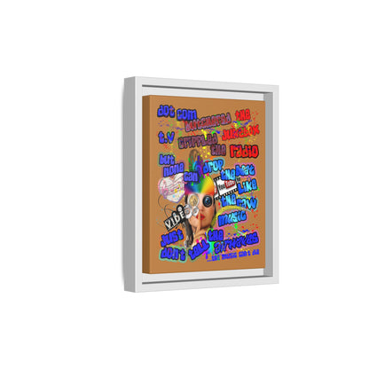 drop the beat - framed canvas art (light brown)