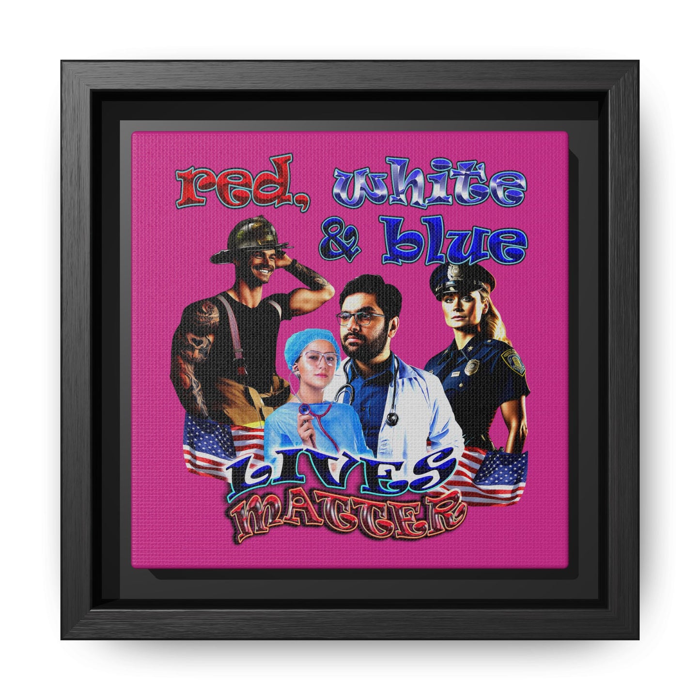 rw&b lives matter - framed canvas art (pink)