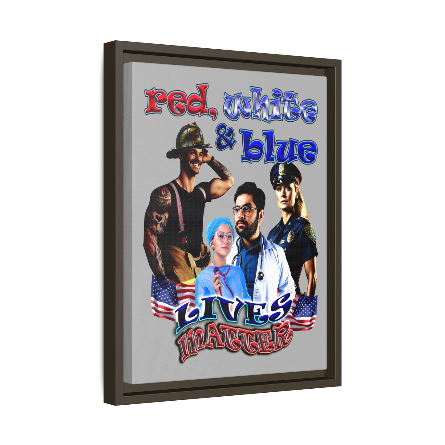 rw&b lives matter - framed canvas art (light grey)