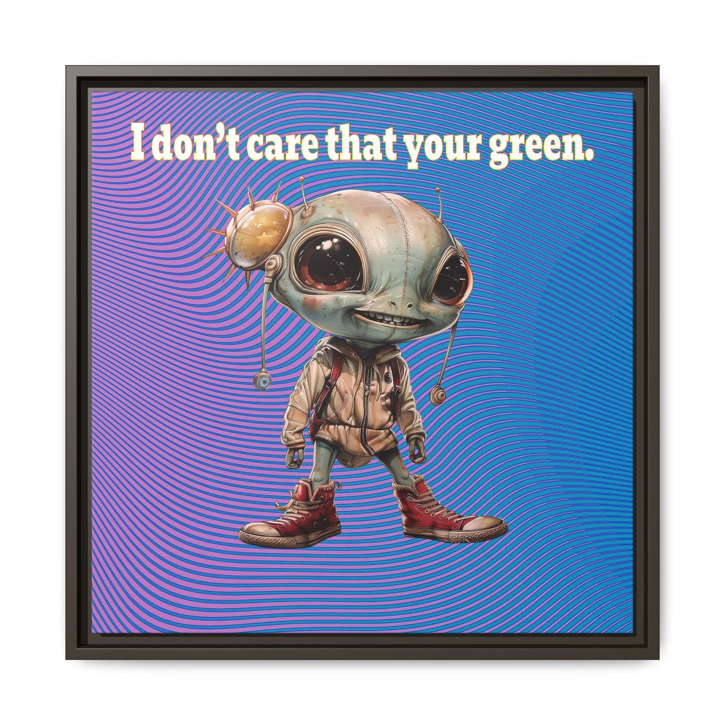 I don't care that your green - framed canvas art (light blue-purple wave)