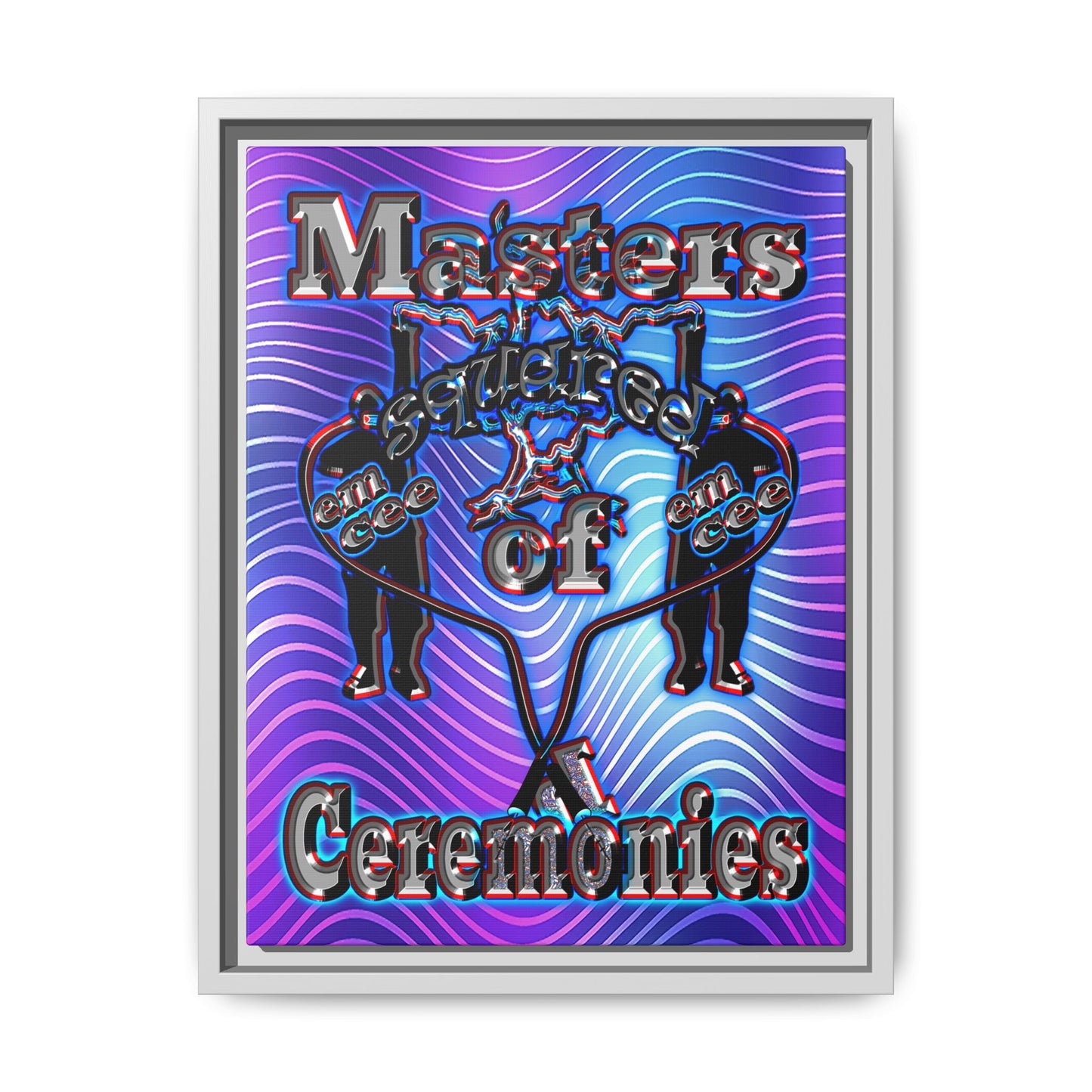 em cee squared - framed canvas art (purple wave)