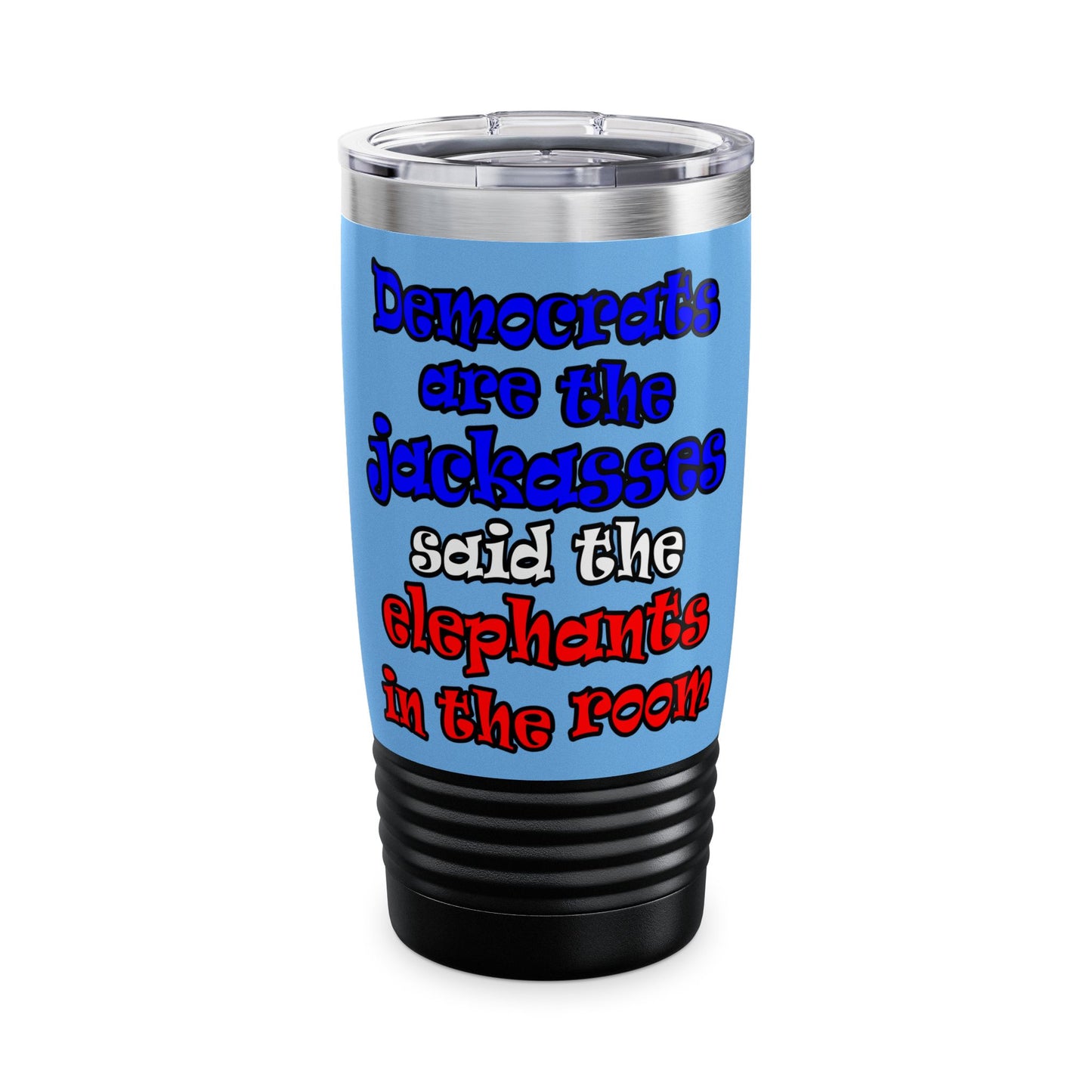 donkeys and elephants - Ringneck Tumbler, 20oz (light blue)