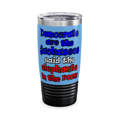donkeys and elephants - Ringneck Tumbler, 20oz (light blue)