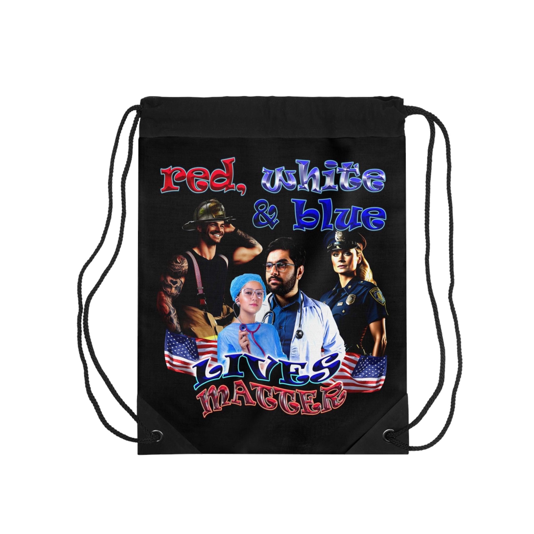 rw&b lives matter - Drawstring Bag (black)
