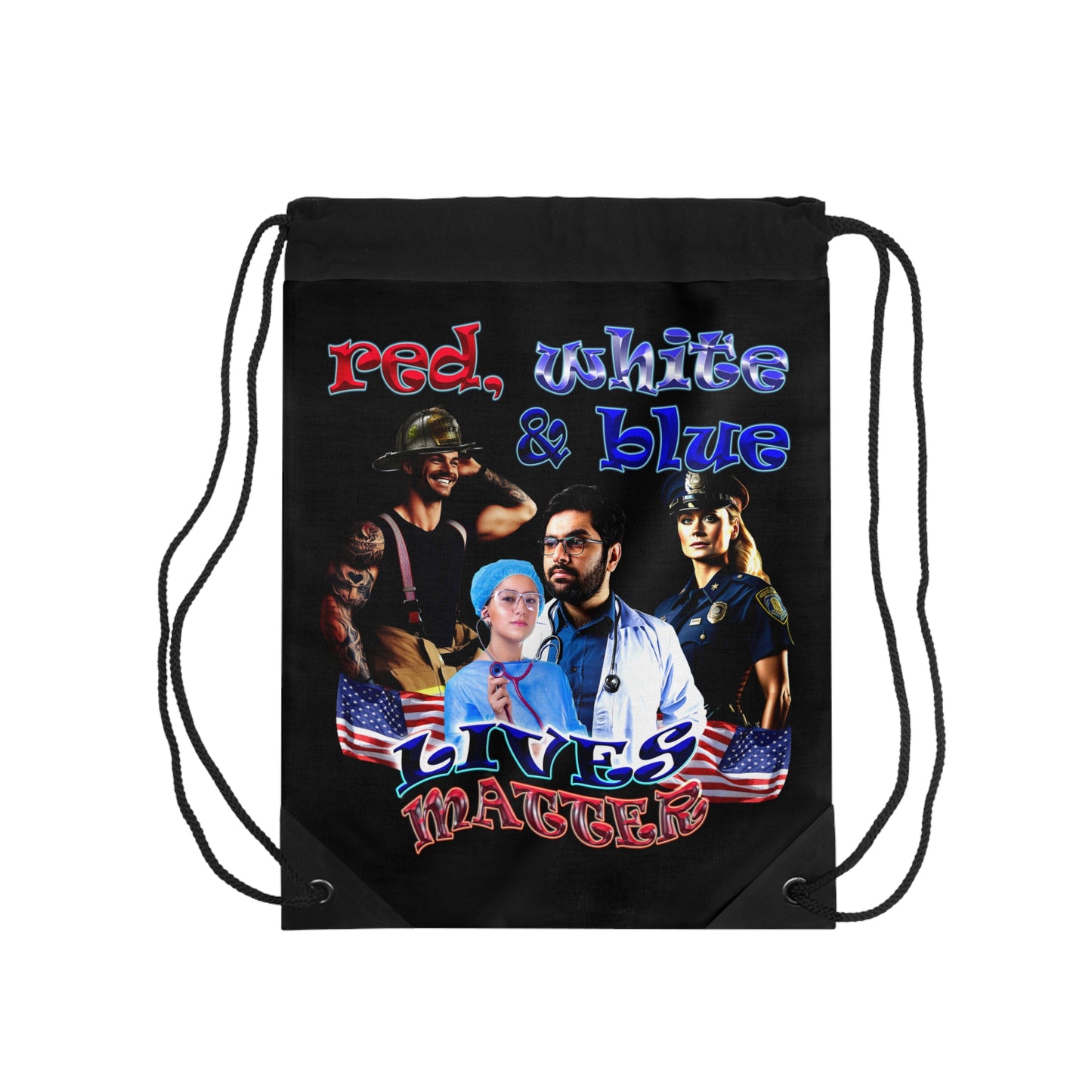 rw&b lives matter - Drawstring Bag (black)