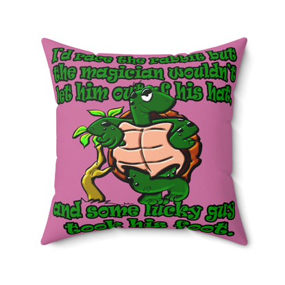 turtle race - Faux Suede Square Pillow - (light pink)