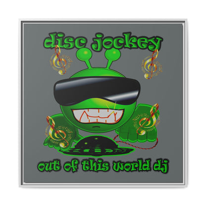 disc jockey - framed canvas art (dark grey)