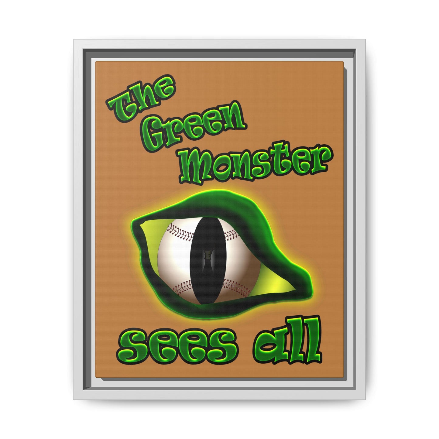 green monster - framed canvas art (light brown)