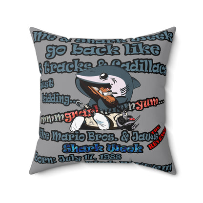 shark week - Faux Suede Square Pillow - (grey)