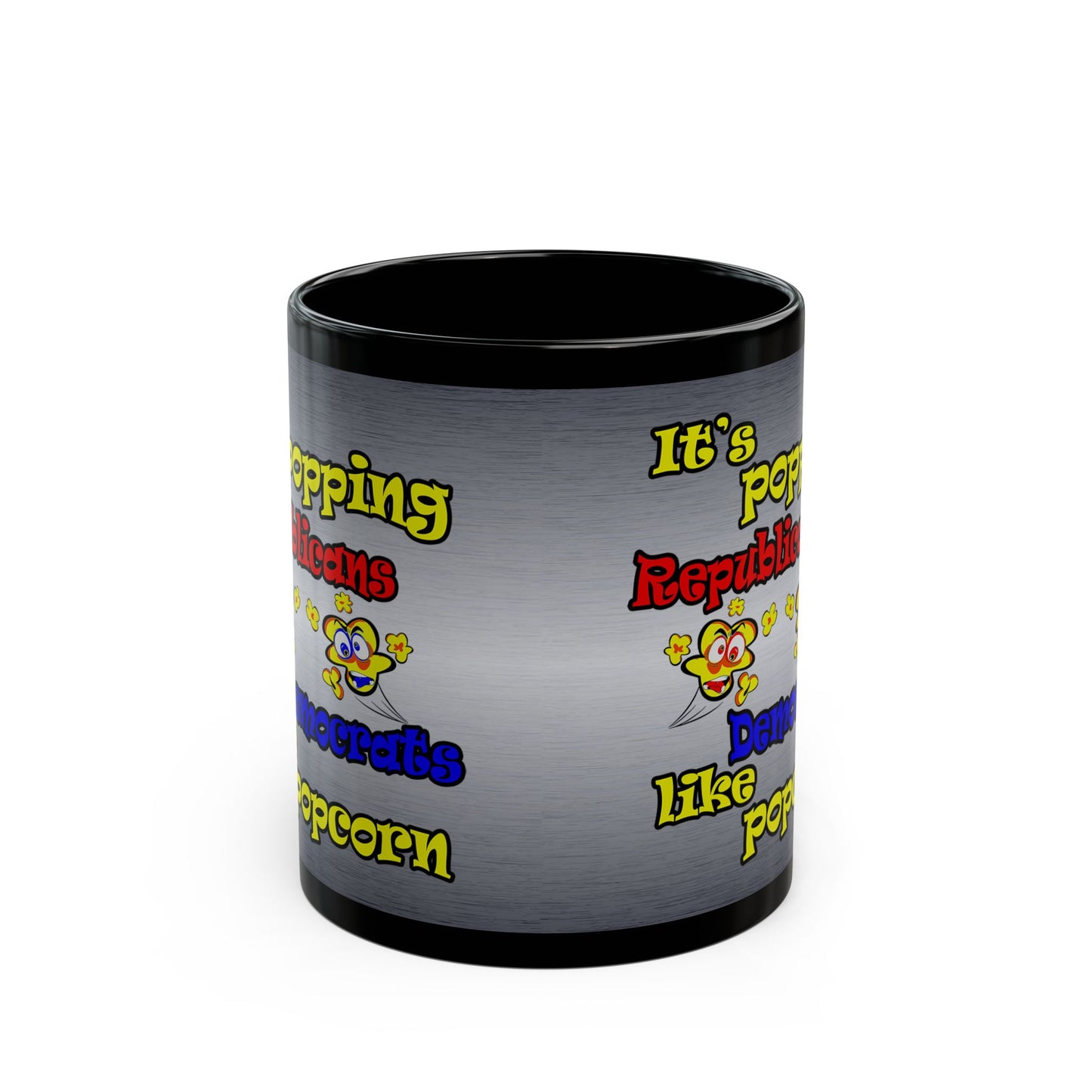 popping like popcorn - Black Mug (brushed nickel)