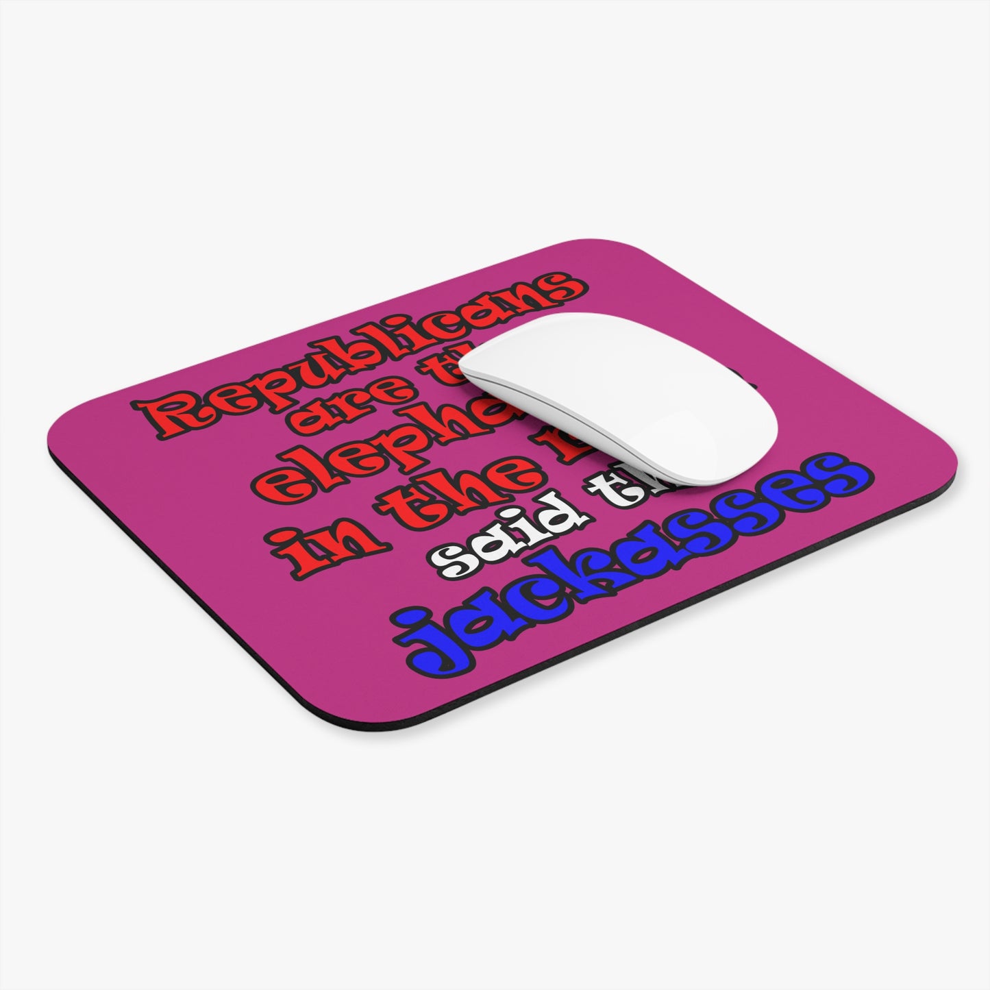 donkeys and elephants - Mouse Pad (Rectangle) (pink)