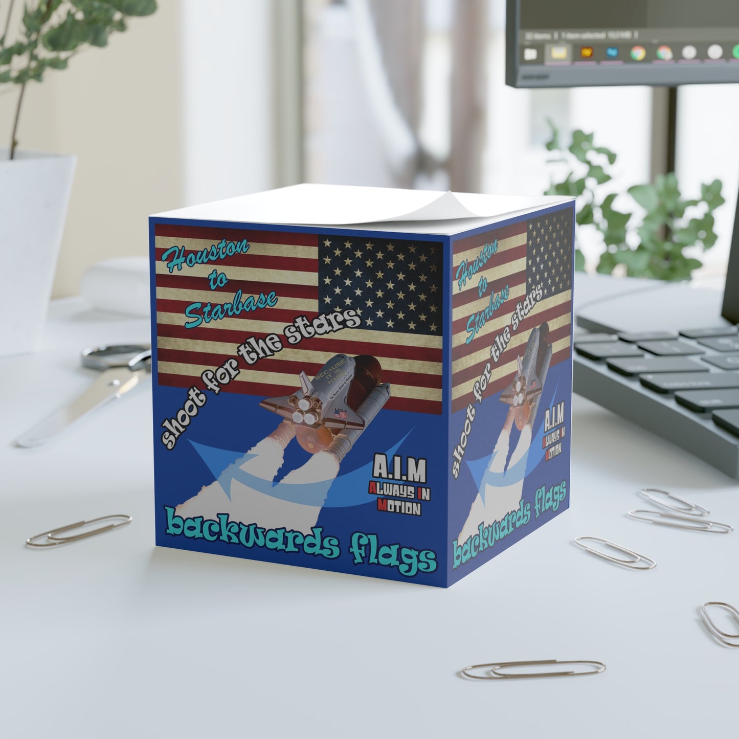 shoot for the stars - note cube (dark blue)