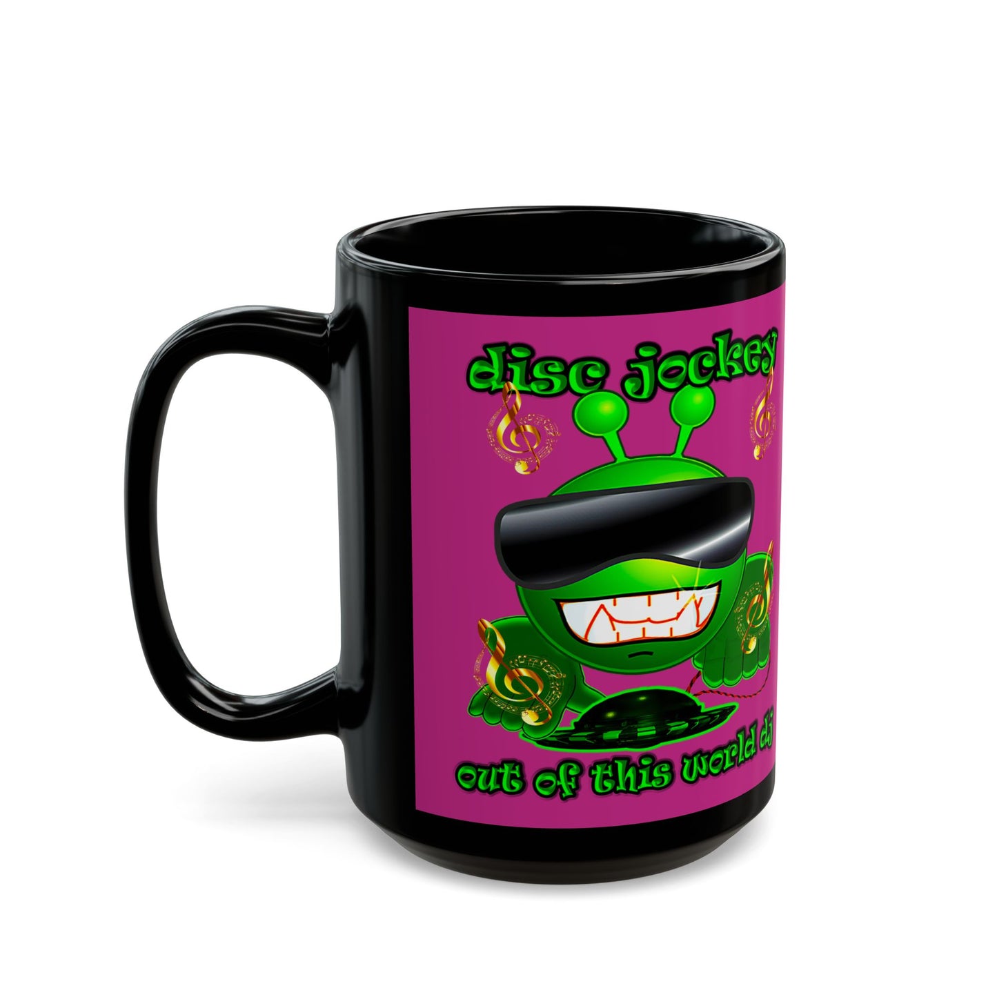 disc jockey - Black Mug (pink)