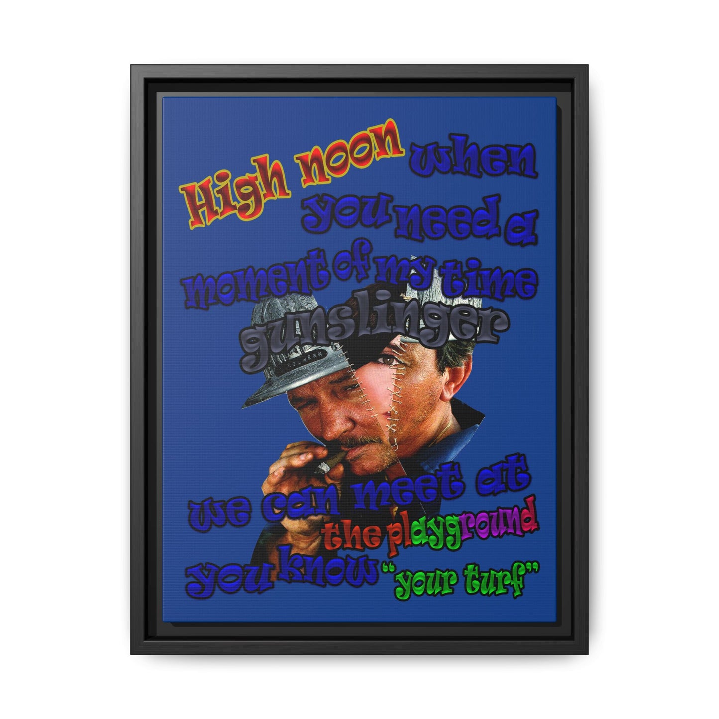 high noon - framed canvas art (dark blue)