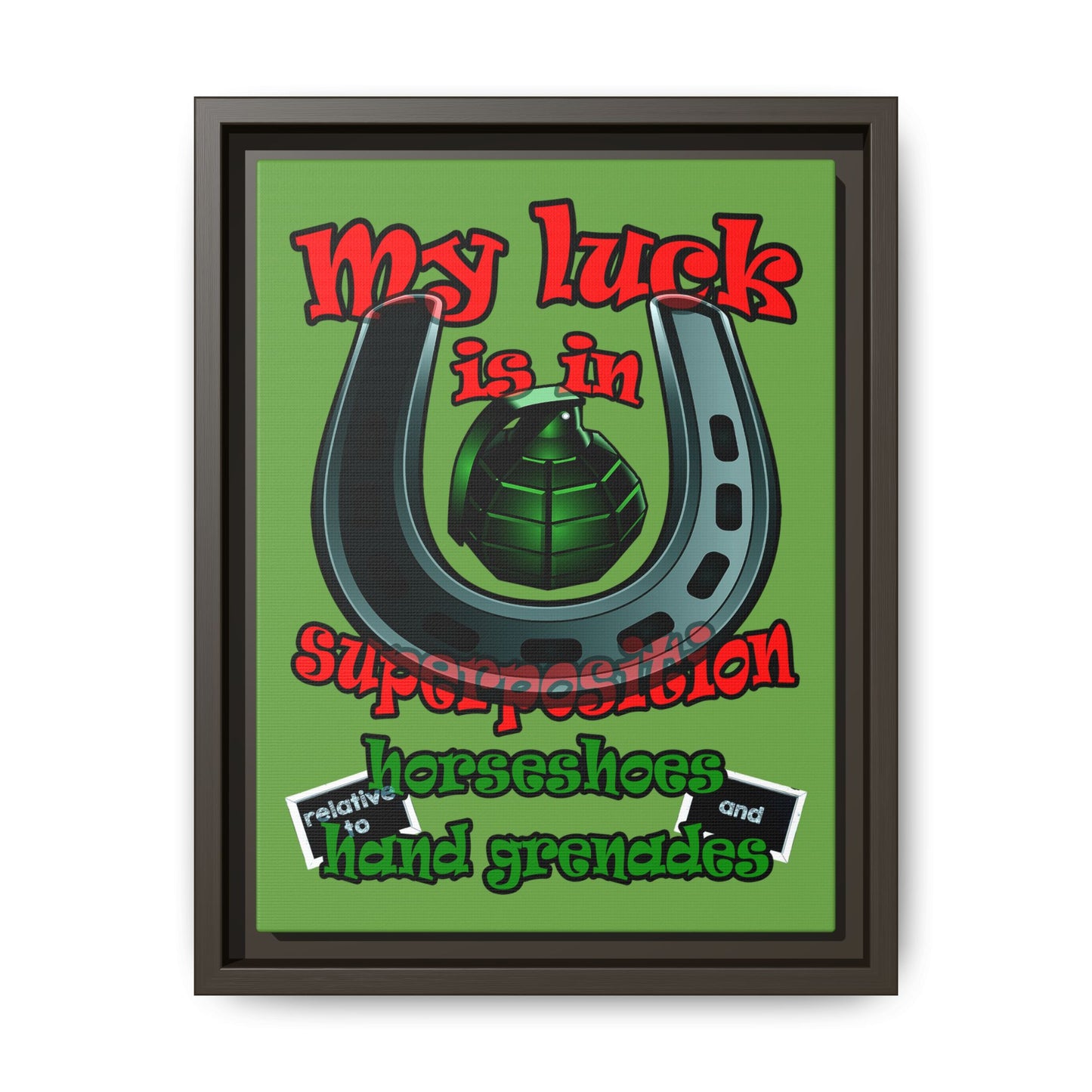 my luck - framed canvas art (green)