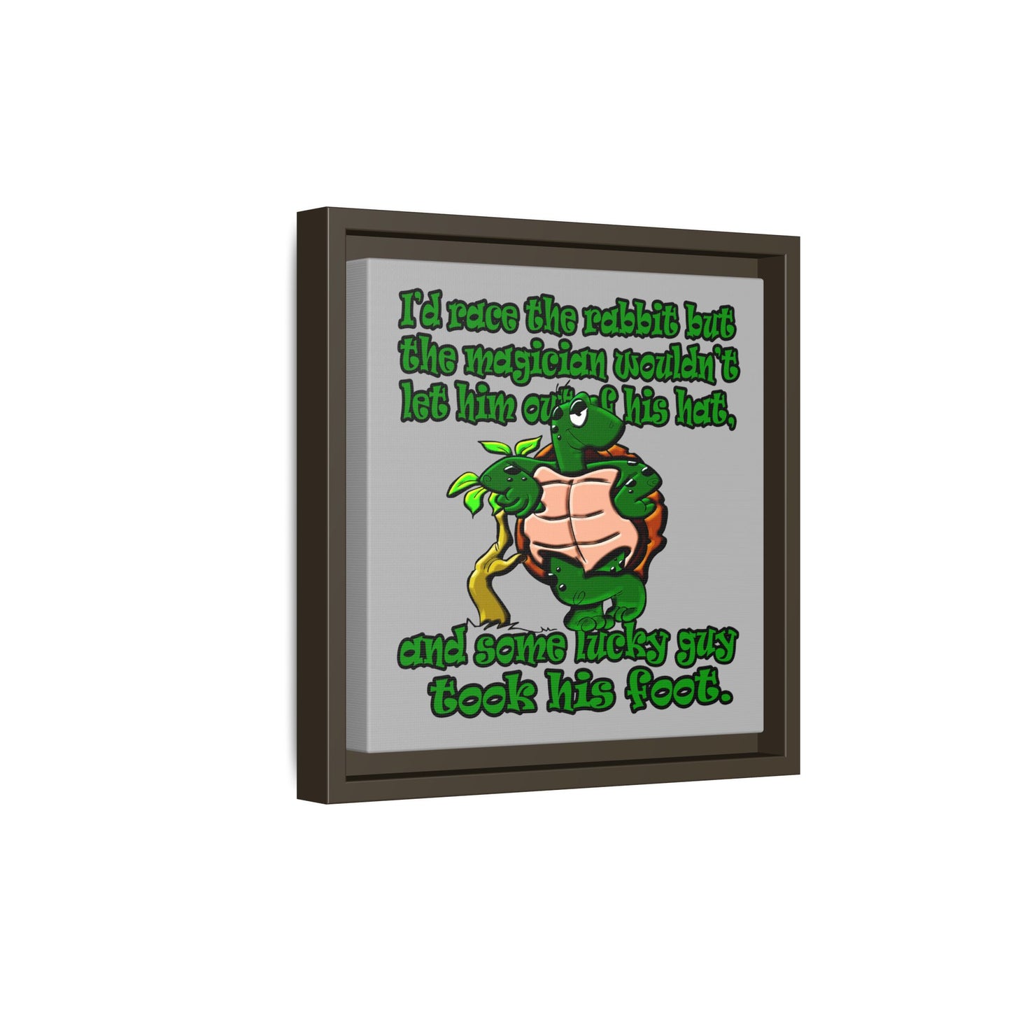 turtle race - framed canvas art (light grey)
