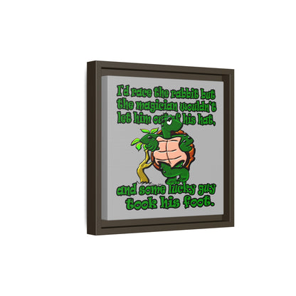 turtle race - framed canvas art (light grey)
