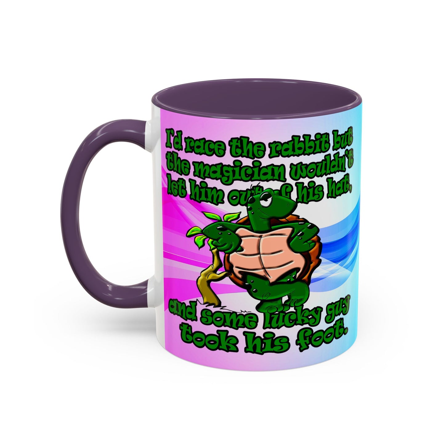 turtle race - Accent Mug (light blue-pink wave)