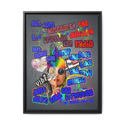 drop the beat - framed canvas art (grey-light grey)