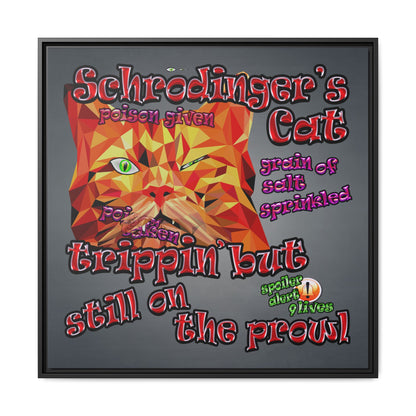 schrodinger's cat - framed canvas art (grey-light grey)