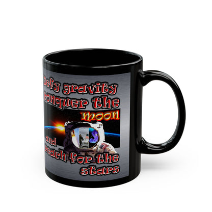 defy conquer reach - Black Mug (brushed nickel)