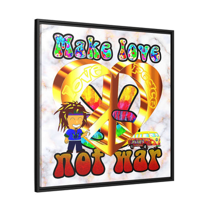 love peace - framed canvas art (white marble)