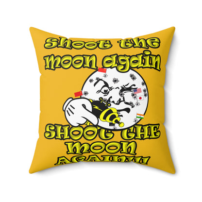 shoot the moon again - Spun Polyester Square Pillow - (yellow)