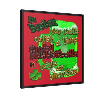 celtics logo - framed canvas art (dark red)